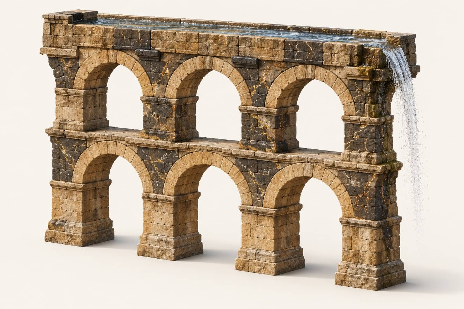 Stone aqueduct carrying water over its arches